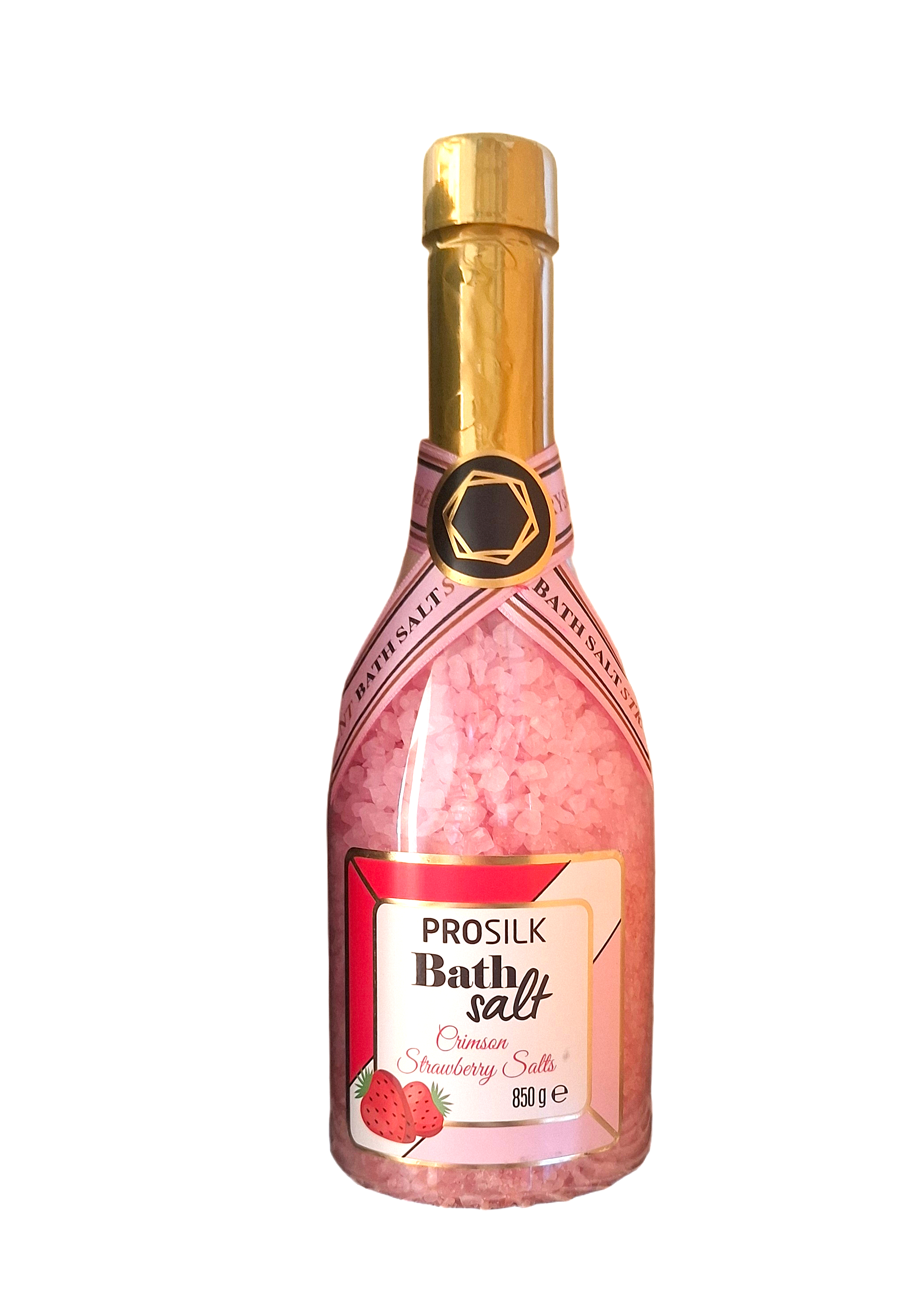 prosilk-braskiu-vonios-druska-spa-dovana.jpg Prosilk Crimson Strawberry šampano butelio formos vonios druska rožinės spalvos su braškių iliustracija