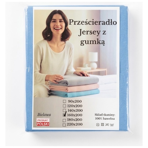 zydra-medvilnine-paklode-su-guma-jersey-160x200-baltas-fonas.jpg Žydra medvilninė trikotažinė paklodė su guma Jersey 160x200 cm pakuotėje baltame fone