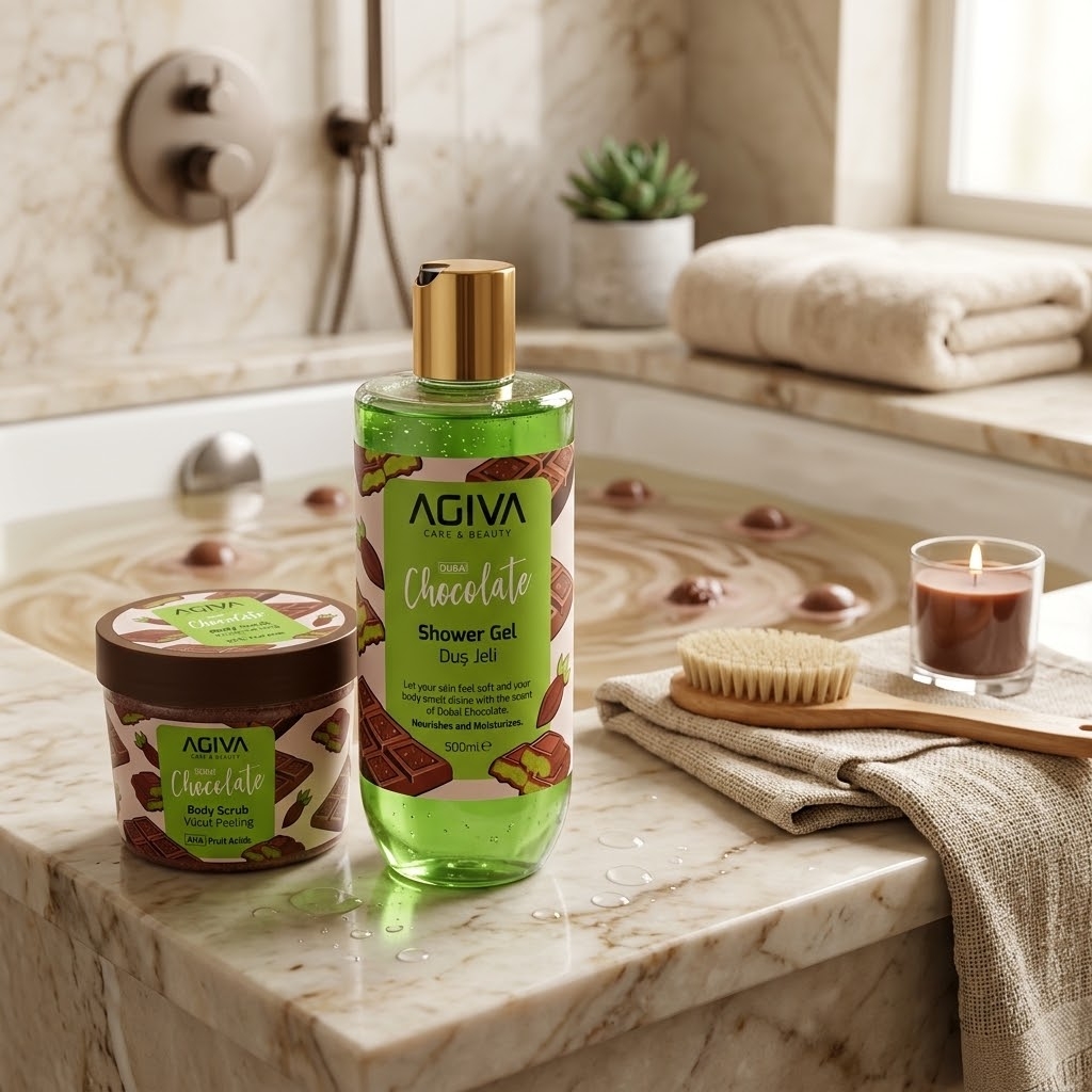 agiva-dubai-chocolate-kuno-prieziuros-rinkinys-atsiliepimai-naudojimas.jpg AGIVA Dubai Chocolate kuno prieziuros rinkinys prabangiam vonios SPA ritualui namuose